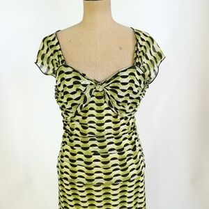 Max Studio neon green & black print bodycon dress